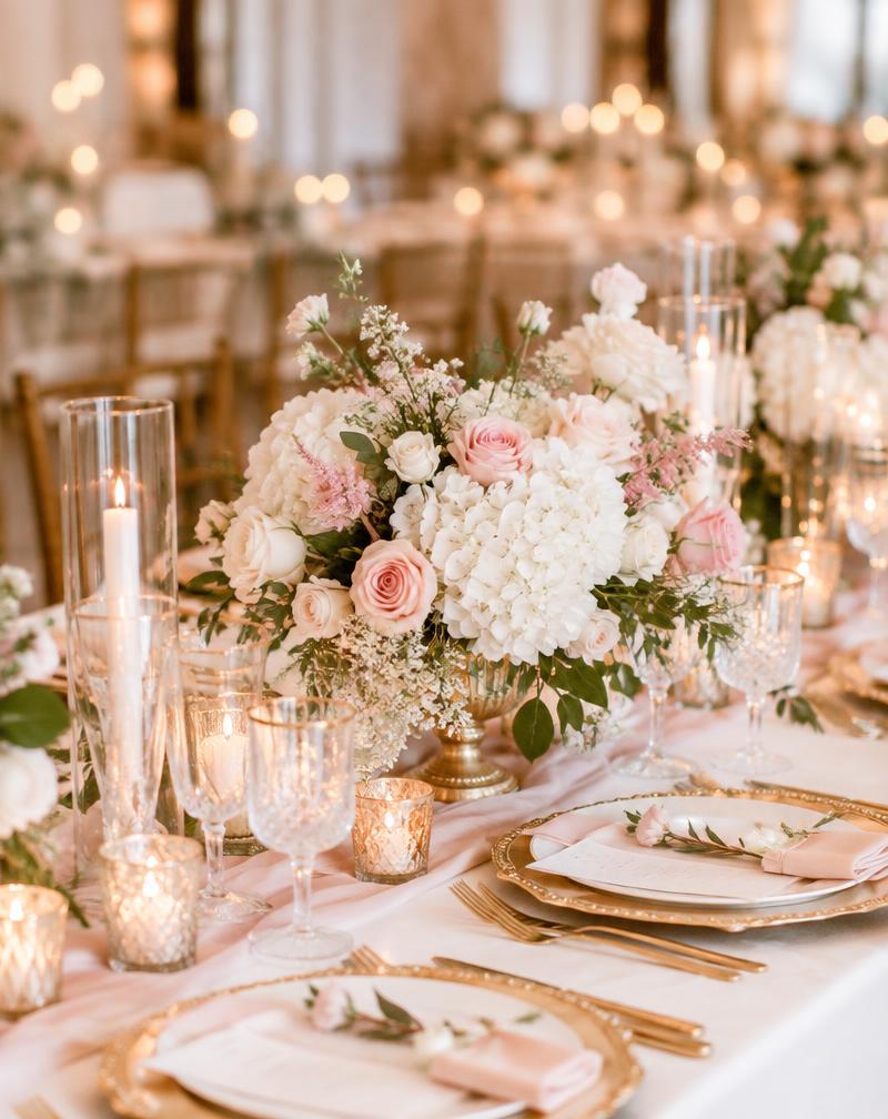 Rose wedding tablescape
